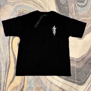 Amiri Stacked Logo Black Tee Mens Size Large